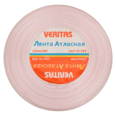 Лента атласная Veritas шир 12мм цв S-355 розовый светлый (уп 30м) (1)