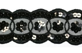 0016 черный кружево с пайетками 55мм (упаковка 15 ярдов = 13,7 метра) купить по 30 - в интернет - магазине Веллтекс | Пятигорск
.